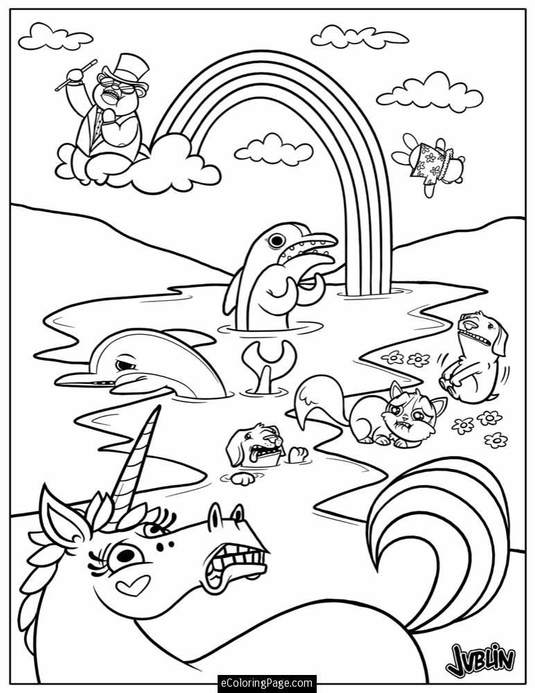Pink Fluffy Unicorns Dancing On Rainbows Coloring Pages Coloring Home