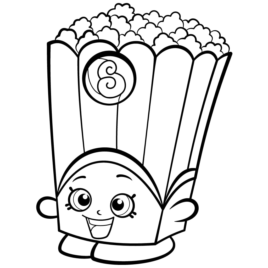 Popcorn Box Poppy Shopkins Coloring Page Free Printable Coloring 