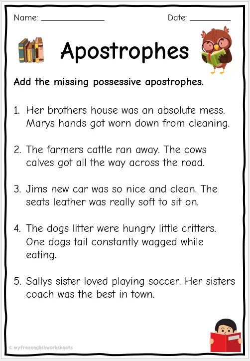 apostrophe worksheet