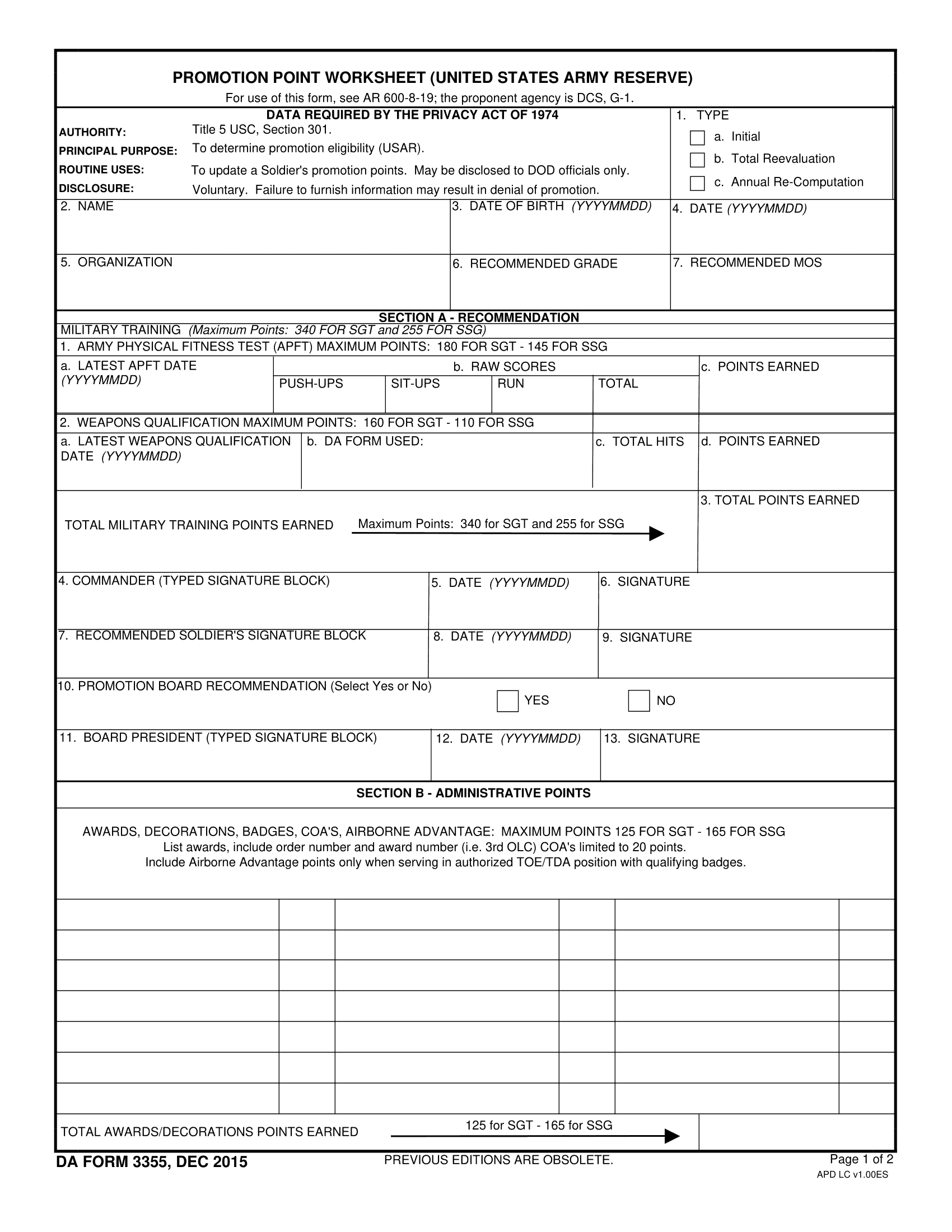PPW 2 pdf OFFICIAL RECORD PROMOTION POINT WORKSHEET PPW 