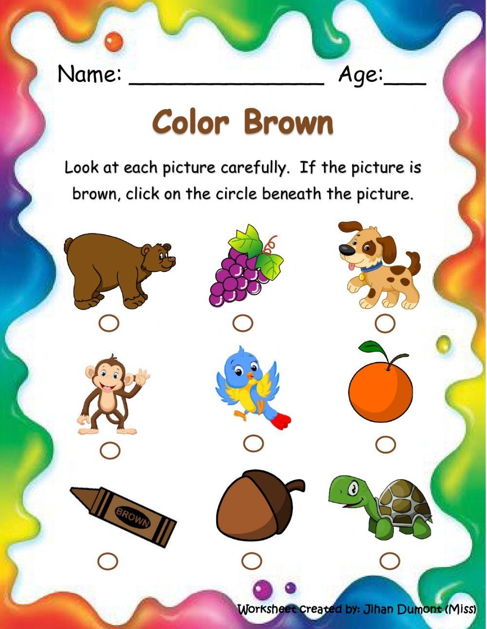 color brown worksheet