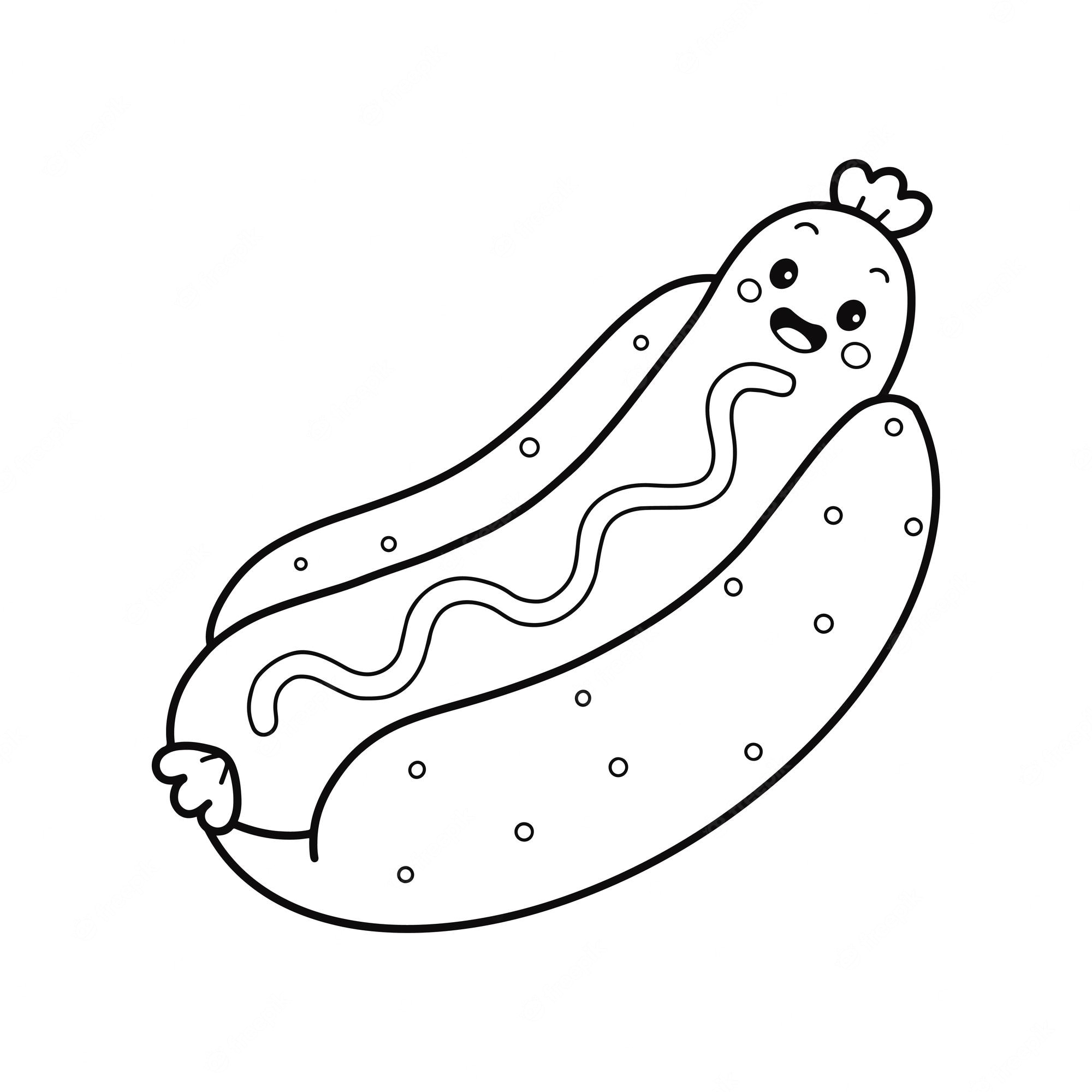 Premium Vector Hot Dog Character Coloring Page Illustration Coloring