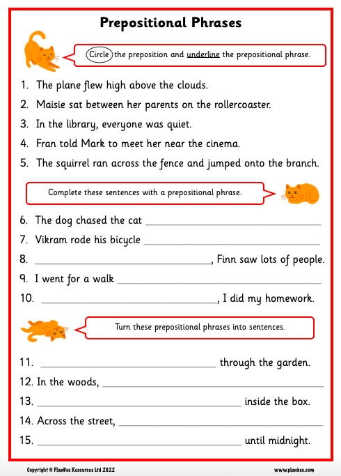 Prepositional Phrases Explained By PlanBee Worksheets Library