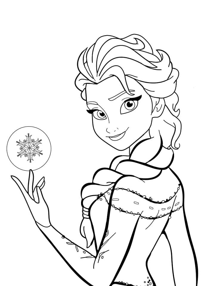 elsa free coloring page