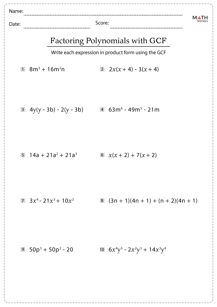 worksheet on factorization