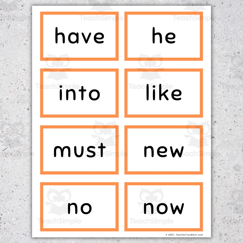sight words for kindergarten flash cards printables