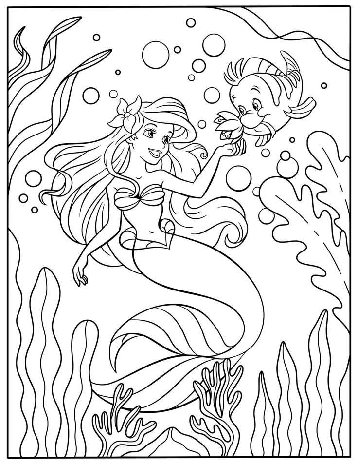 Printable Princess Ariel Coloring Pages