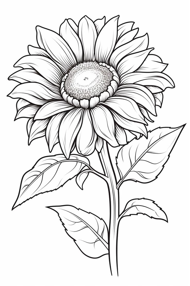 Print Your Beautiful Realistic Sunflower Coloring Page For Free High