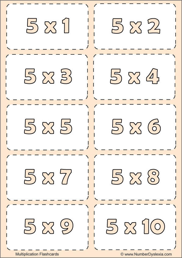 times tables flash cards free printable