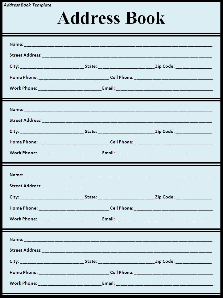 Printable Address Book Template Calendar Printables