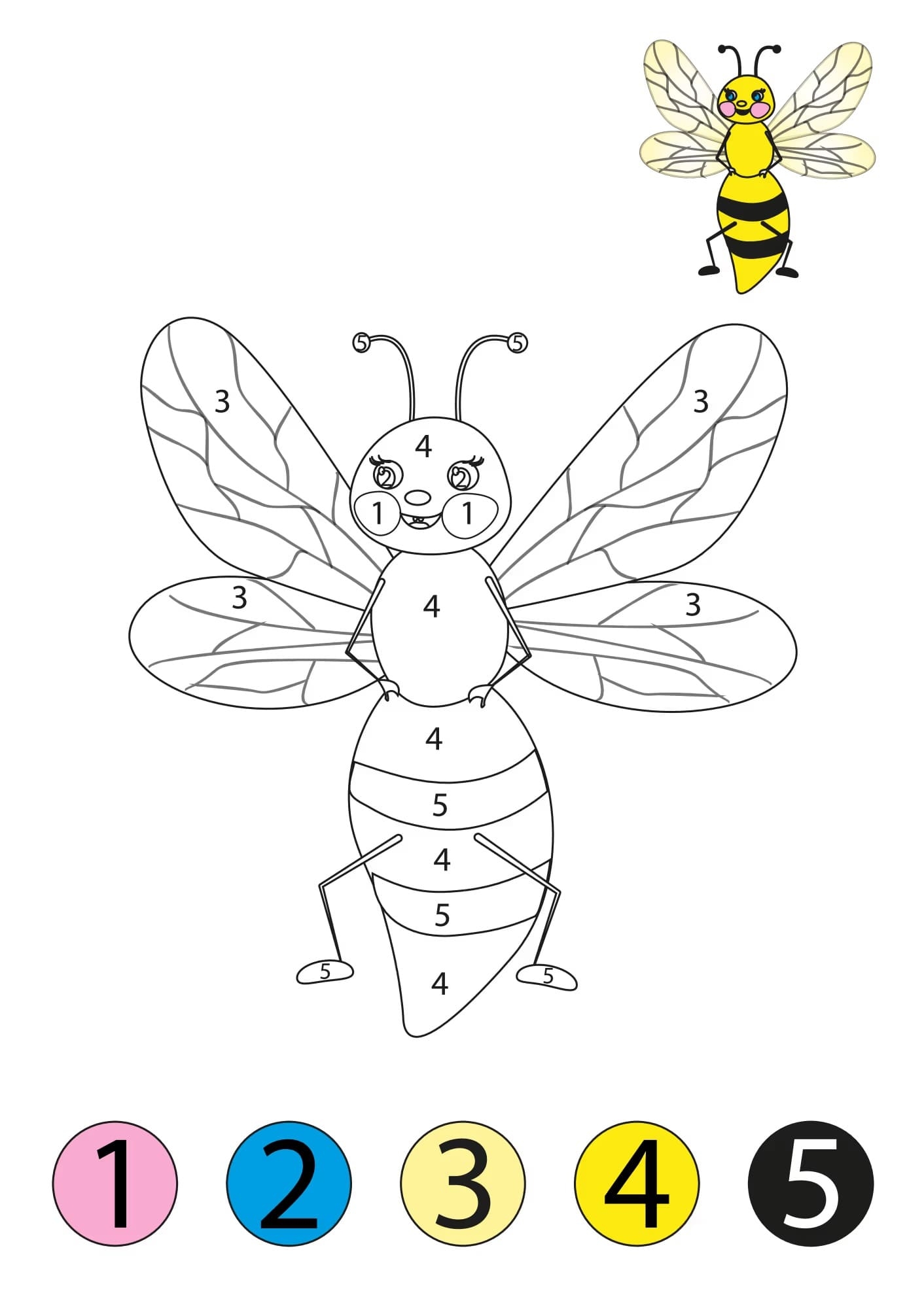 Printable Bee Color By Number Download Print Now