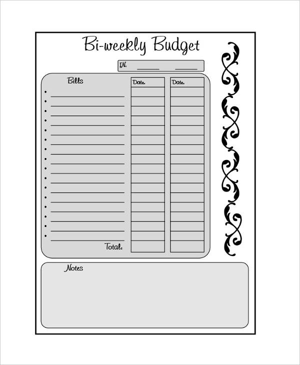 free printable bi weekly budget worksheet
