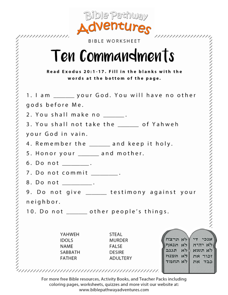 printable bible worksheets for youth