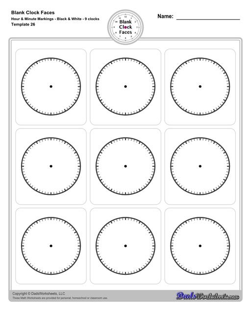 Printable Blank Clock Face Templates Worksheets Library