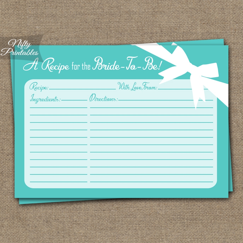 recipe cards for bridal shower printable