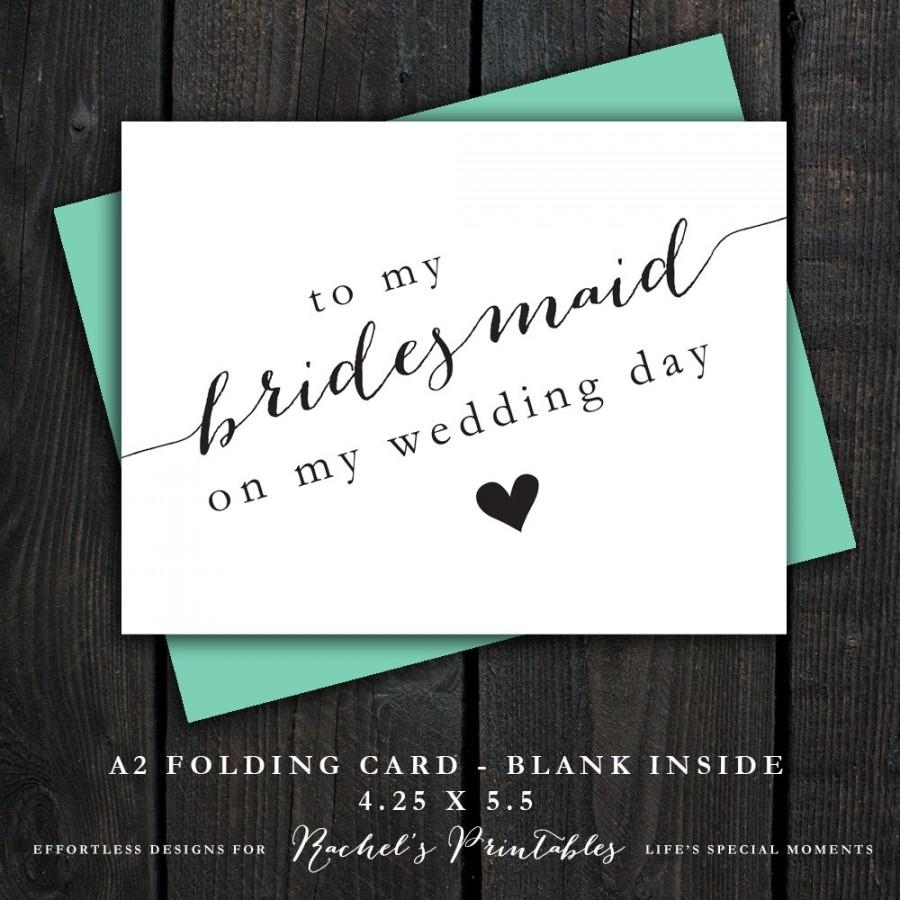 Printable Bridesmaid Thank You Card quot To My Bridesmaid On My Wedding Day