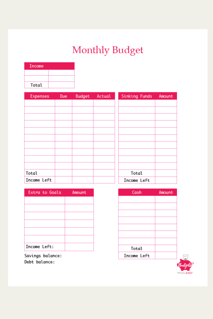 Printable Budget Forms Printable Forms Free Online