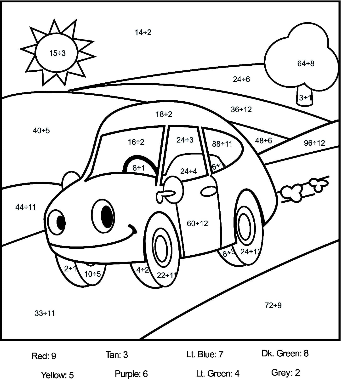 Printable Car Color By Number Printable JD
