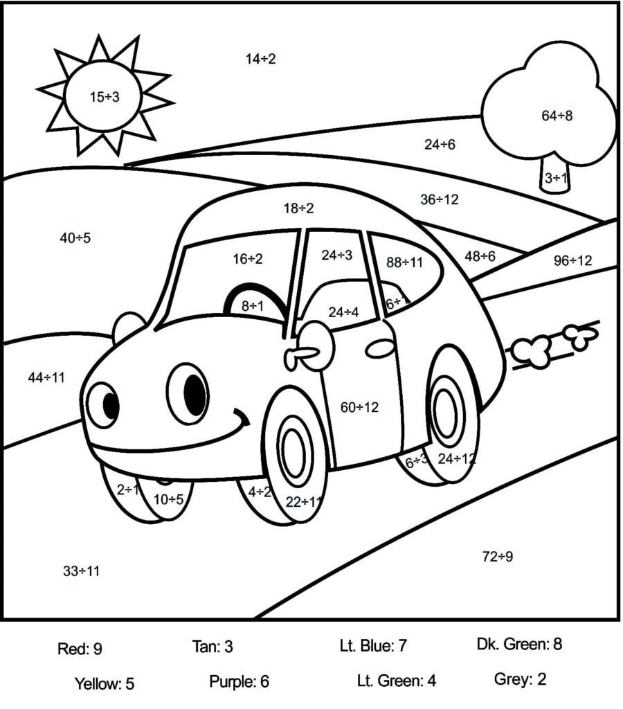 Printable Car Color By Number Printable JD