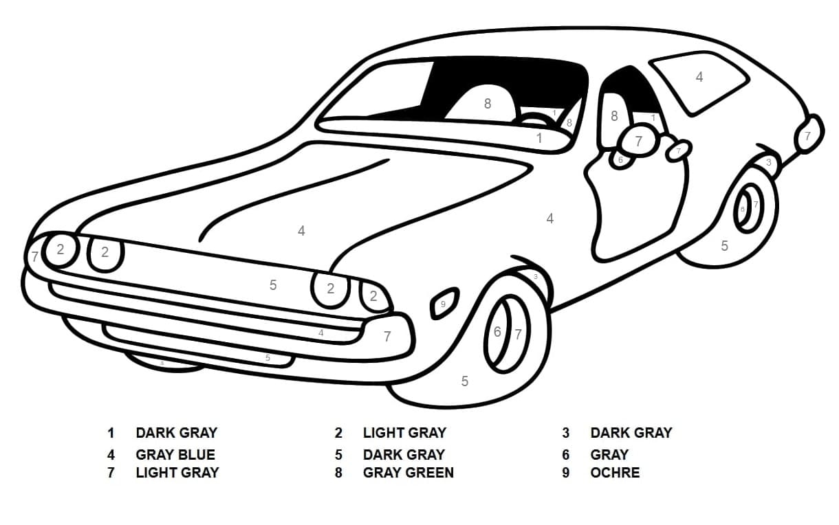 Printable Car Color By Number Printable JD