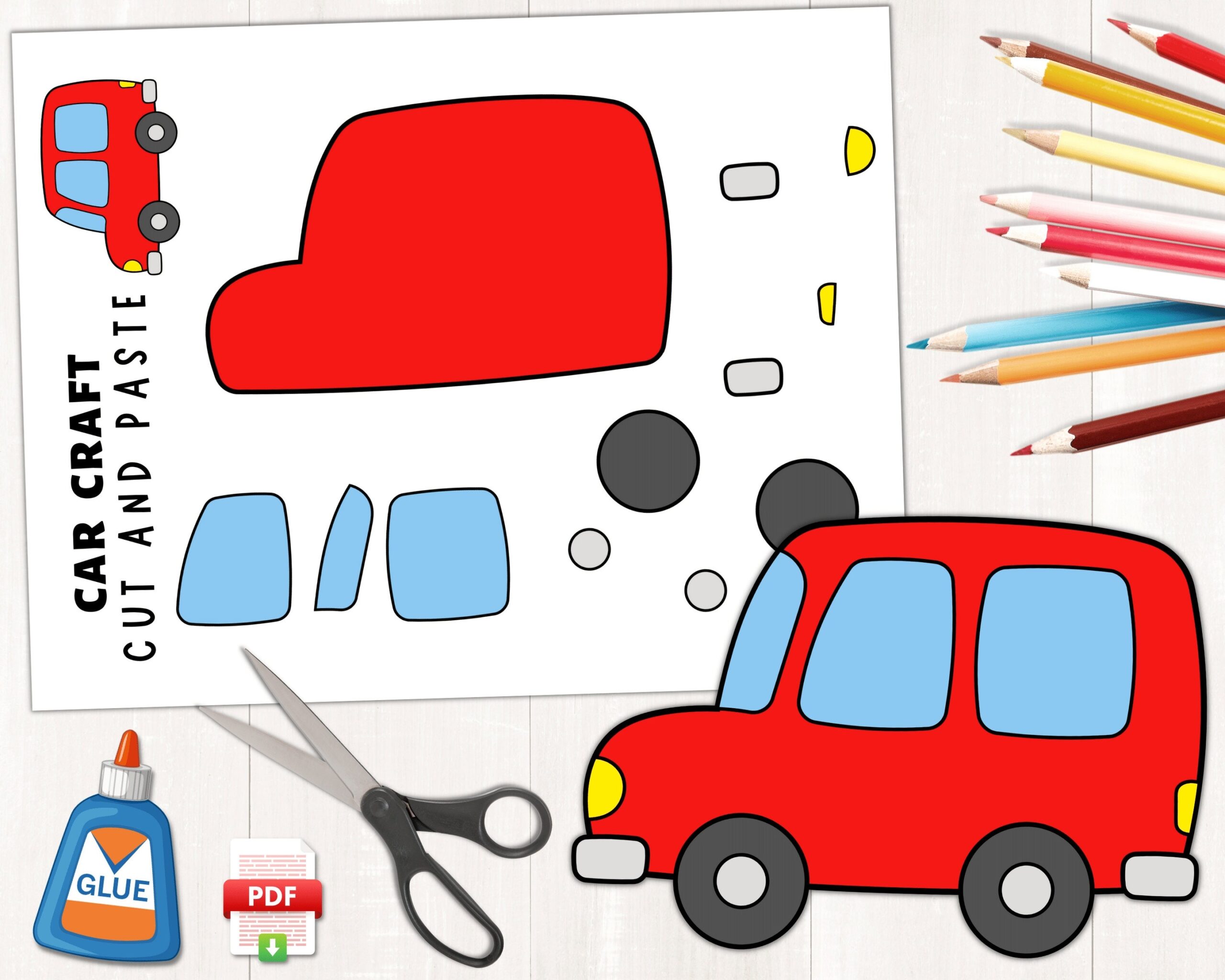 free printable car craft template