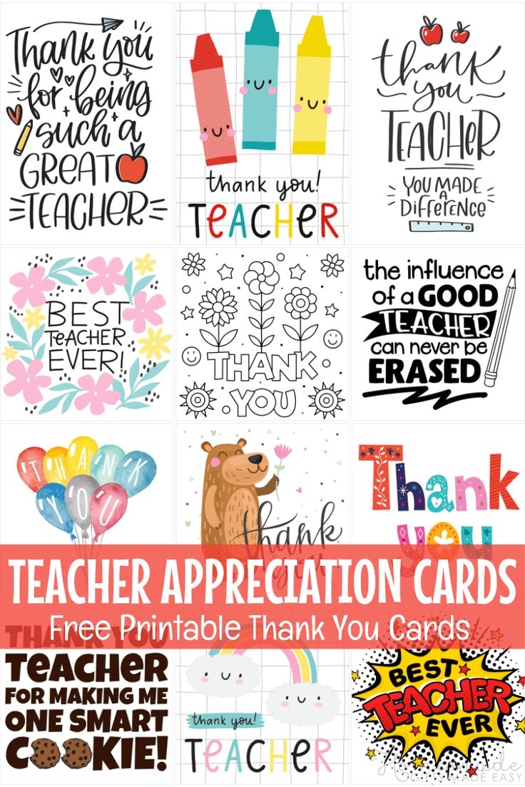 Printable Cards For Teacher Appreciation Week Printable Sight Words List