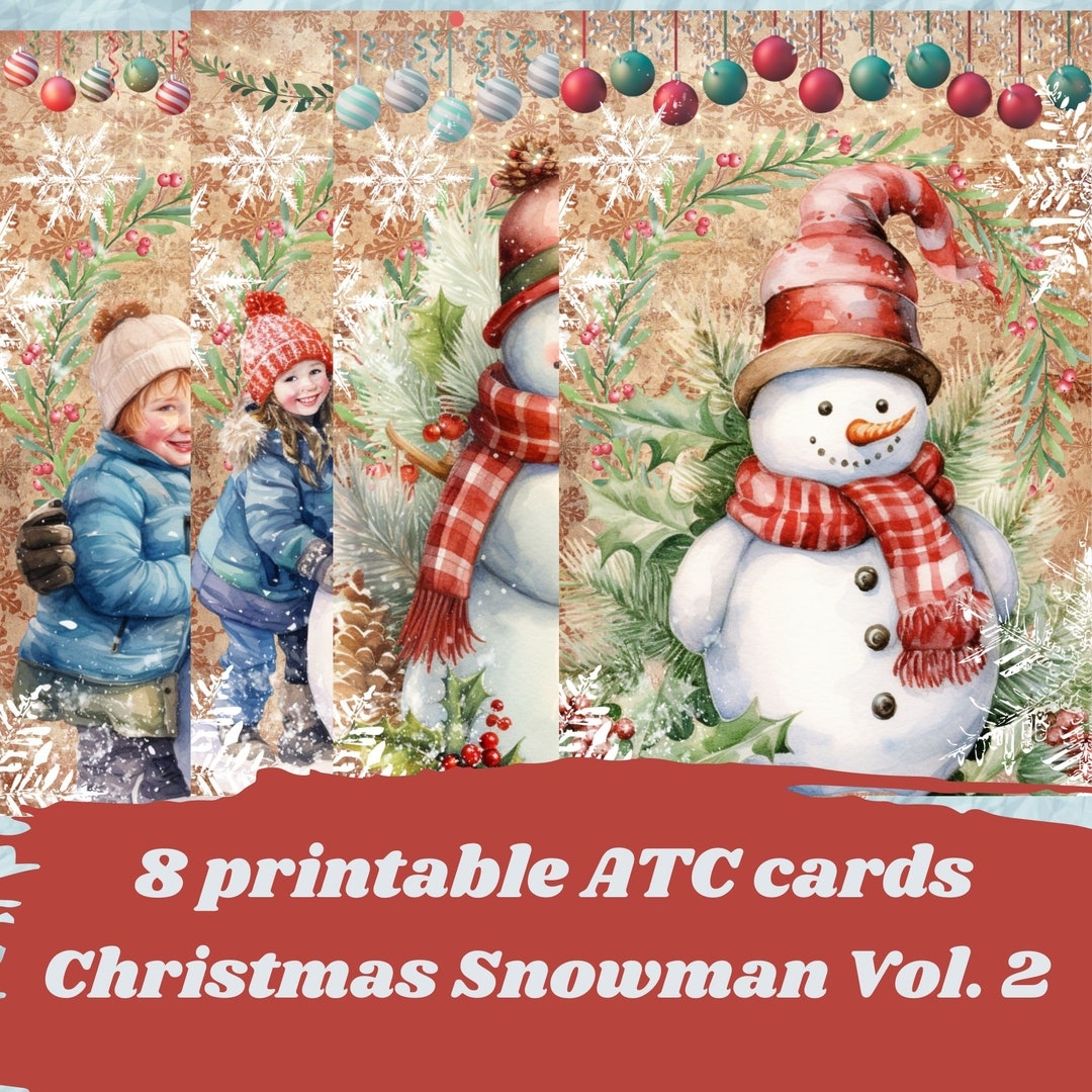 Printable Christmas Snowman Cards Printable Digital Download Etsy