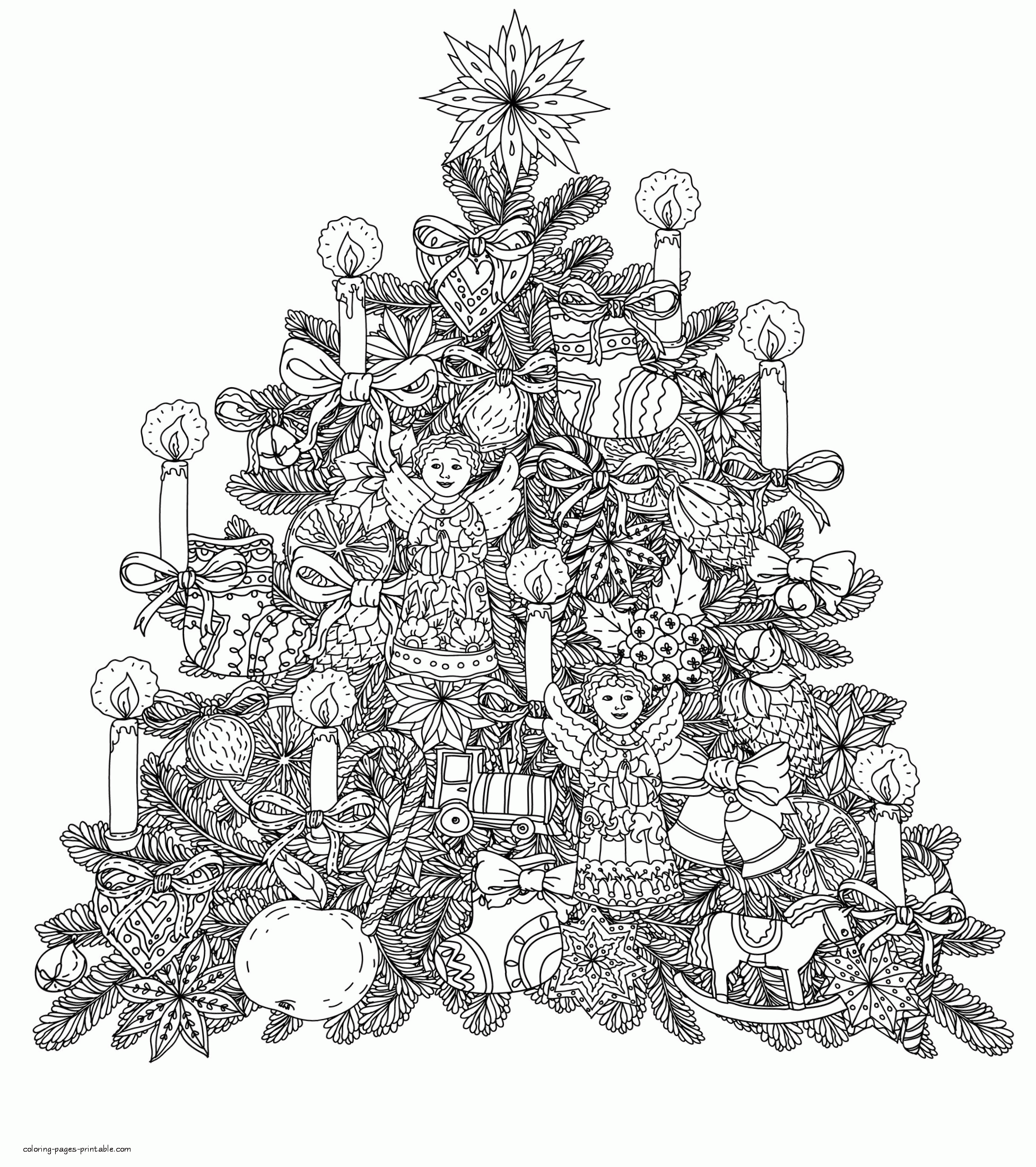 christmas tree coloring pages free printable