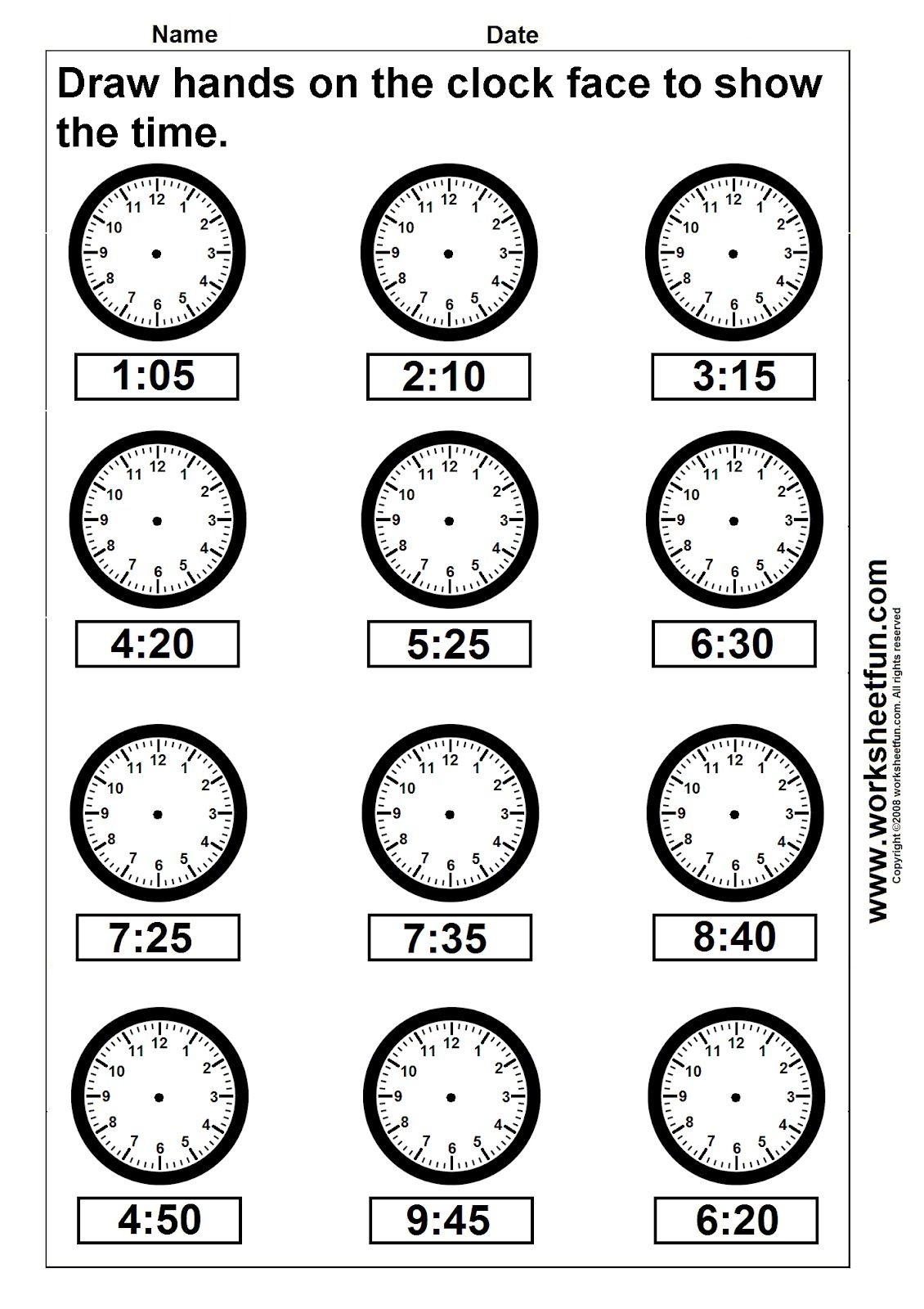 clock worksheets for kindergarten
