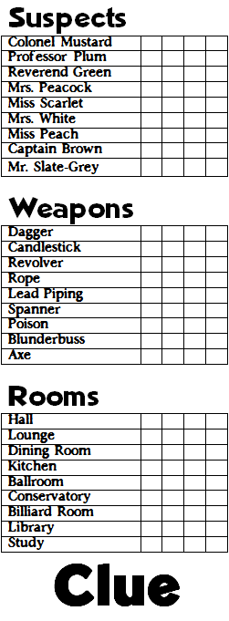 Printable Clue Board Game Rules Printable Board
