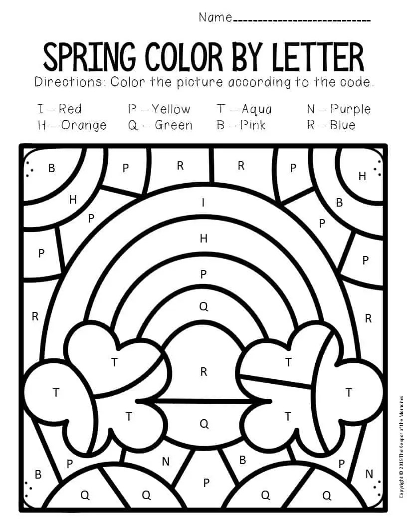 color by letter worksheets