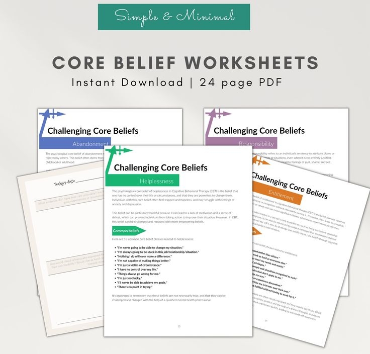 Printable Core Beliefs Worksheet Pdf CBT List Of Core Beliefs Cbt Pdf