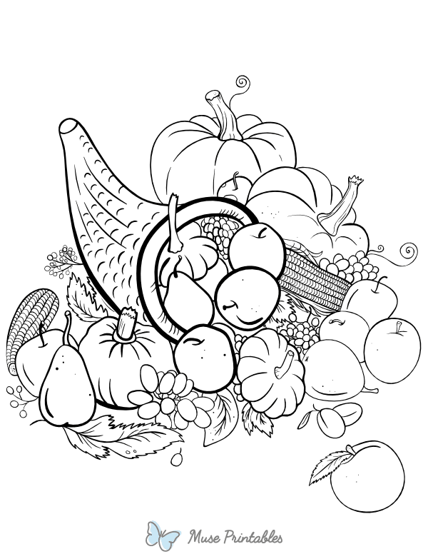 Printable Cornucopia Coloring Page