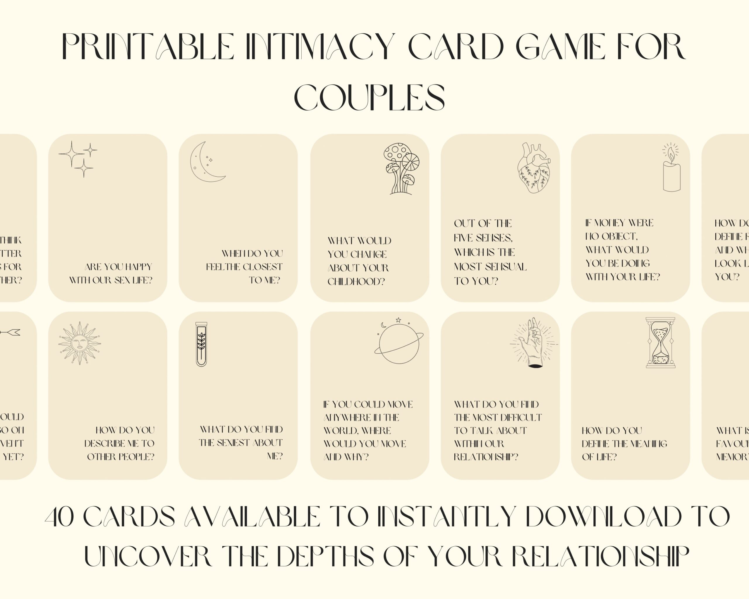 Printable Couples Intimacy Card Game Valentine s Day Card Game 