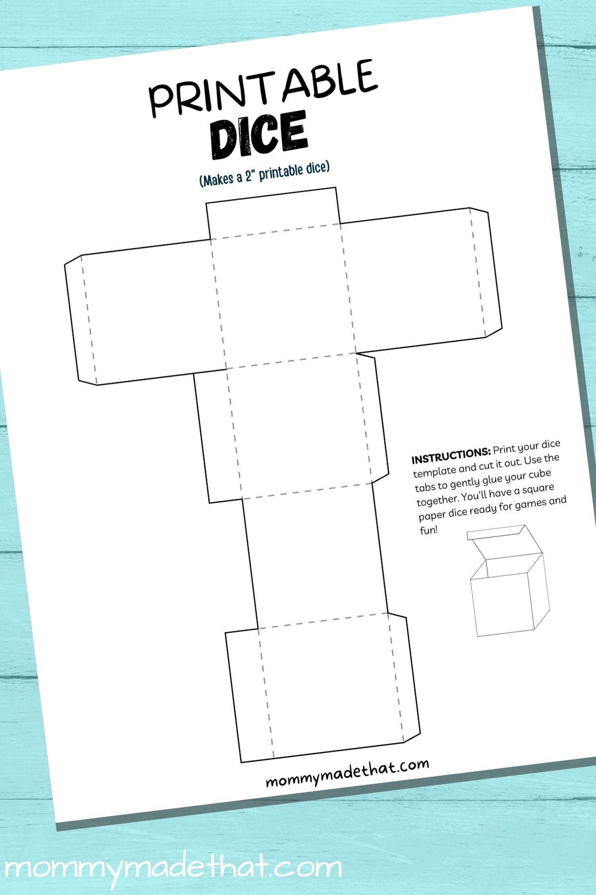 blank foldable dice template