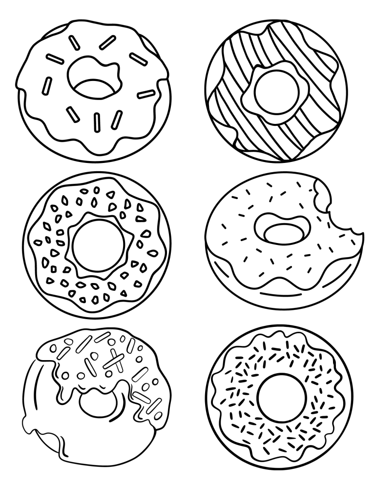 Printable Donut Coloring Pages