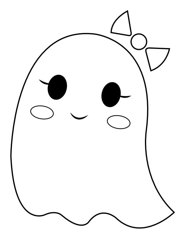 Printable Female Ghost Coloring Page Easy Halloween Drawings