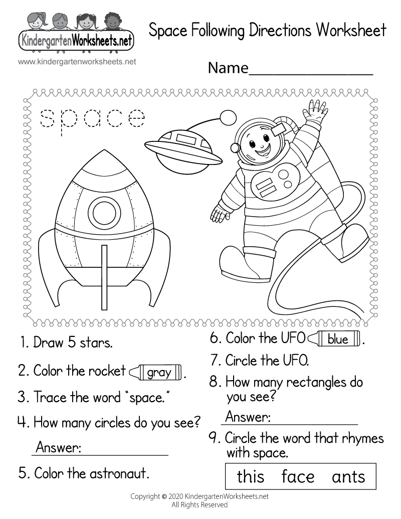 following directions worksheets