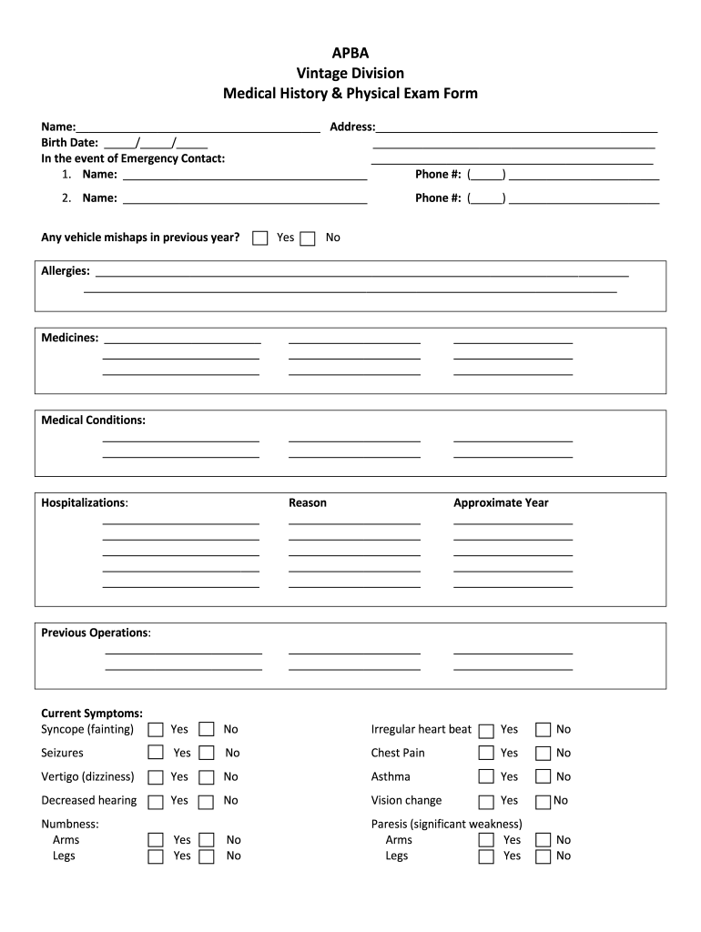 free printable history and physical template pdf