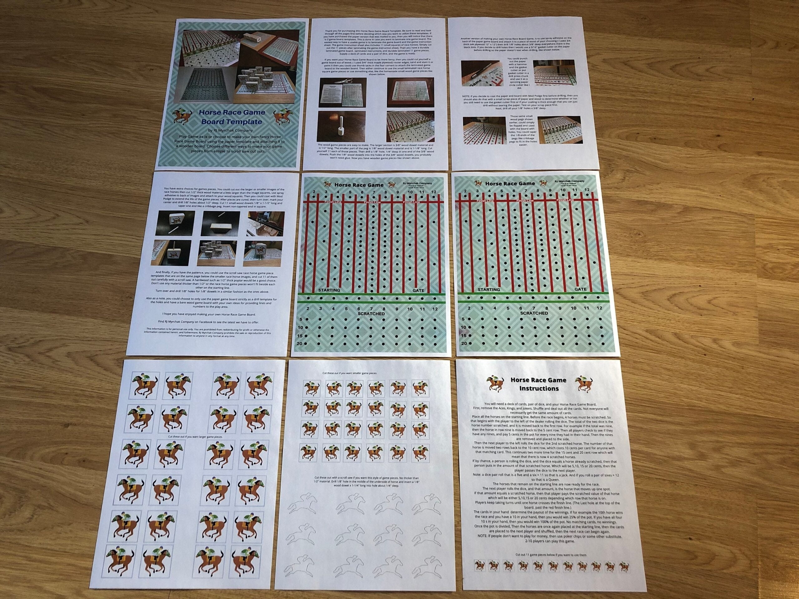 printable horse race game board template
