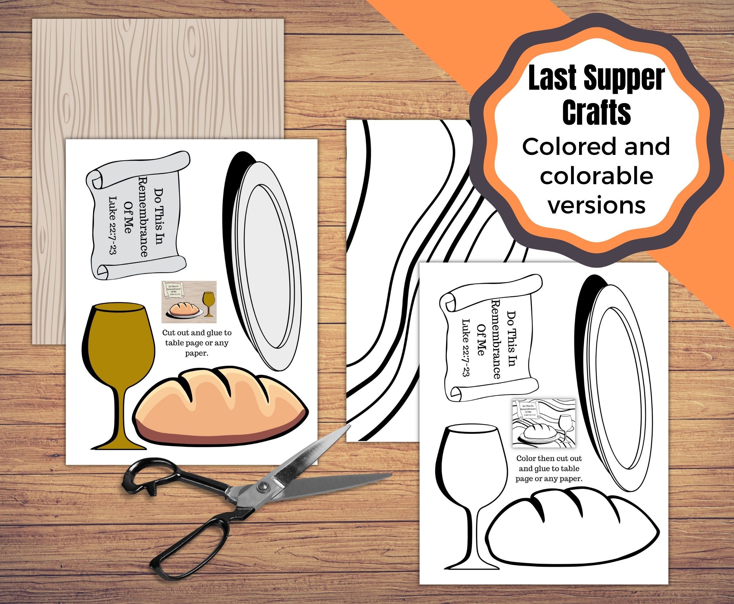 Printable Lords Supper Craft Last Supper Craft Comes With A Colored 