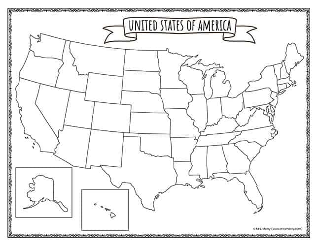 Printable Map Of The United States Mrs Merry Worksheets Library