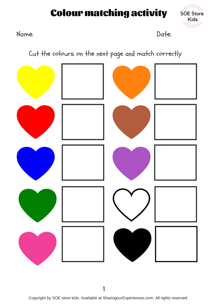 Printable Matching Activities For Toddlers