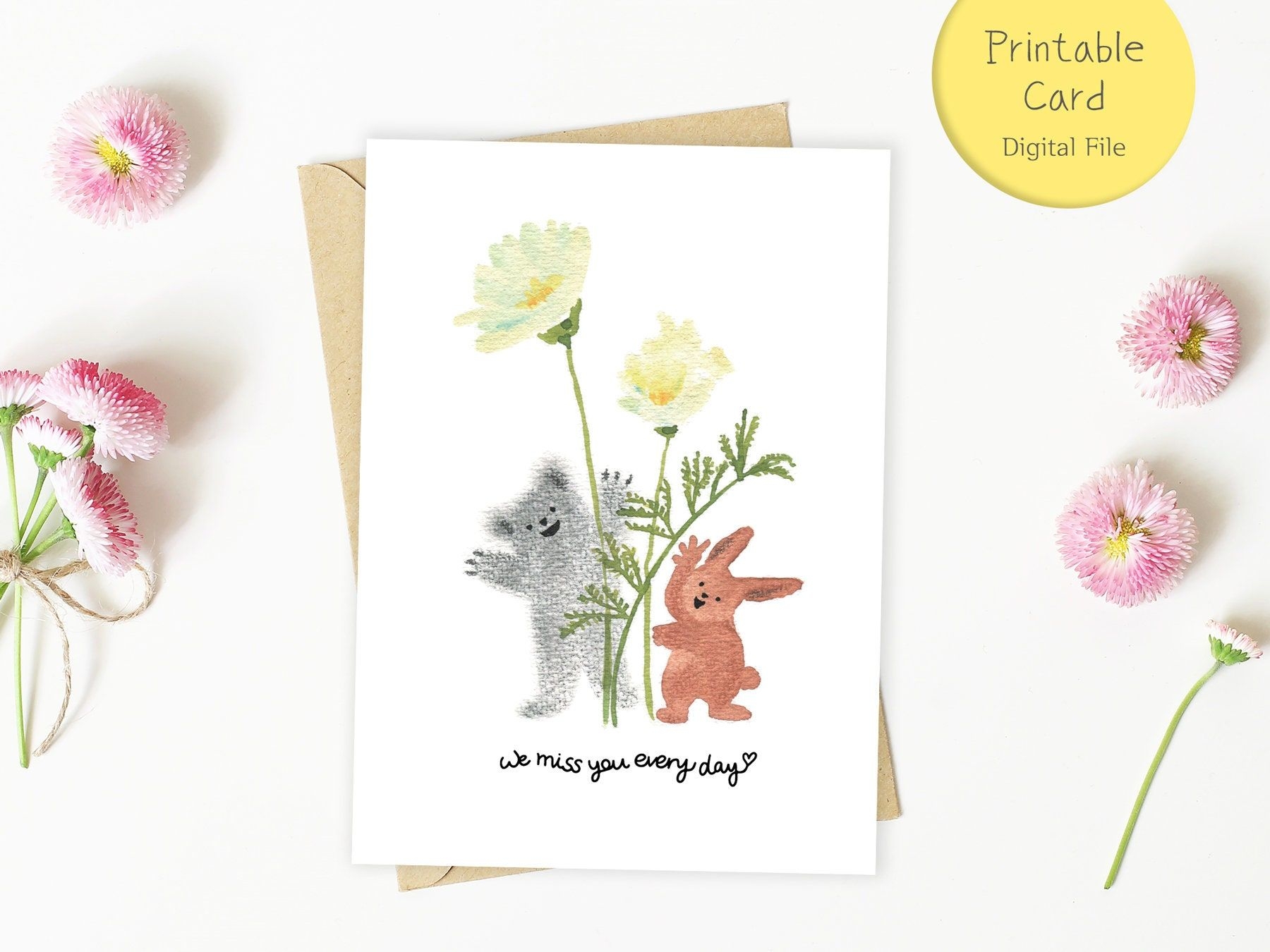 Printable Miss You Card Greeting Card We Miss You Every Day 