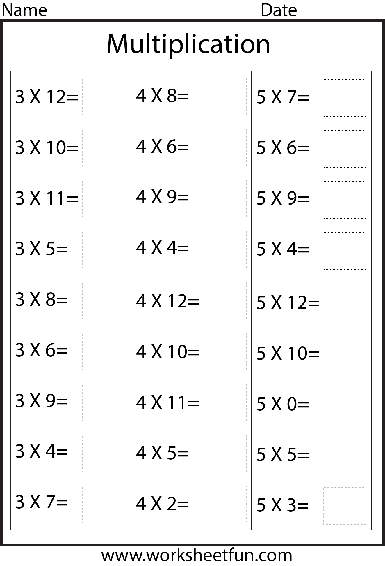 times 6 multiplication worksheets