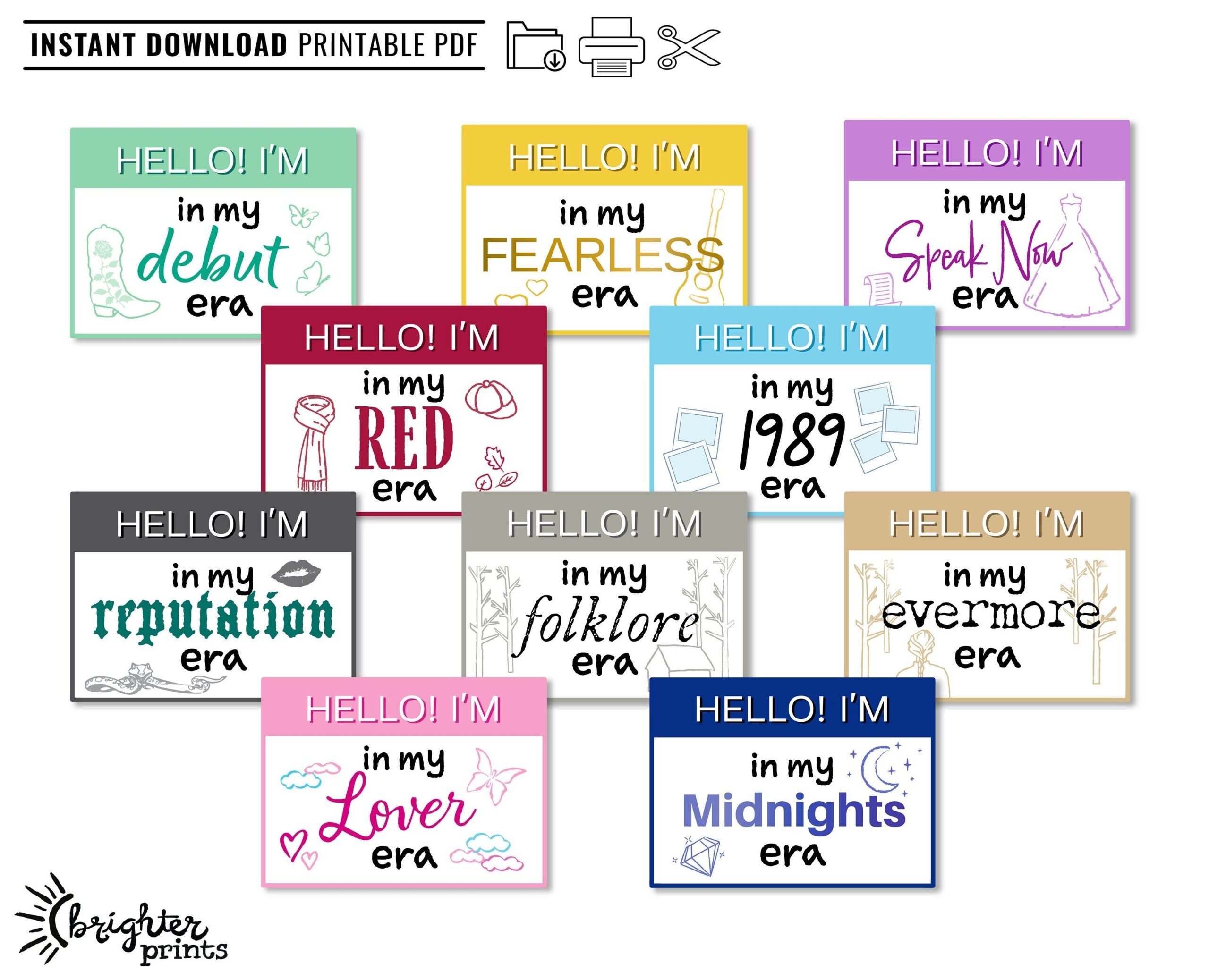 Printable Name Tags Eras Party Decor Instant Download DIY Fun TS Eras