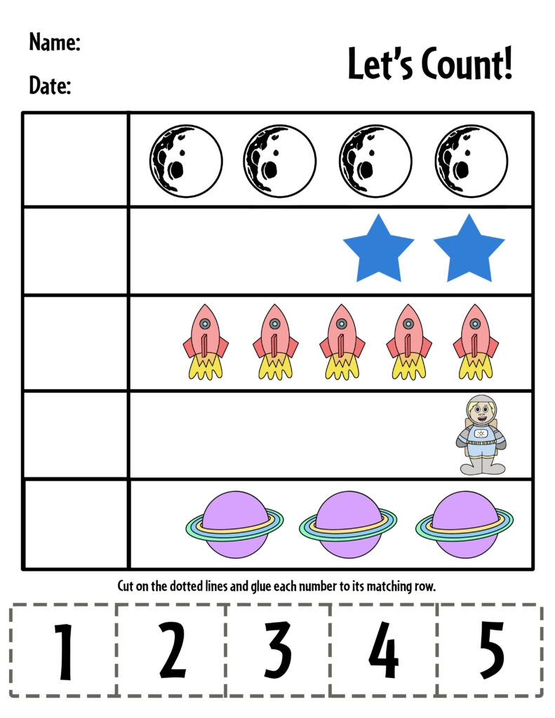 worksheets for space
