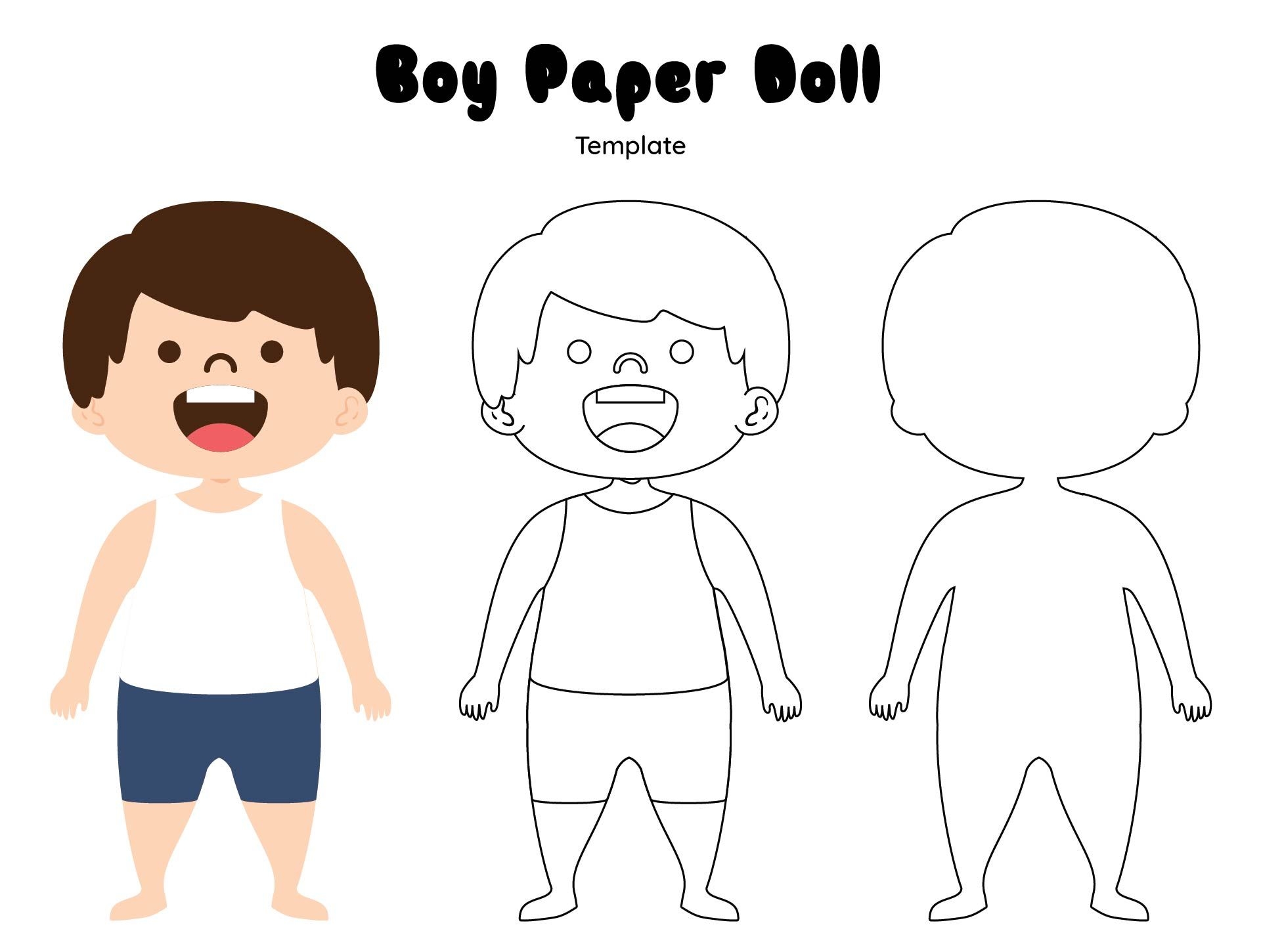 Printable Paper Doll Template Social Media Template