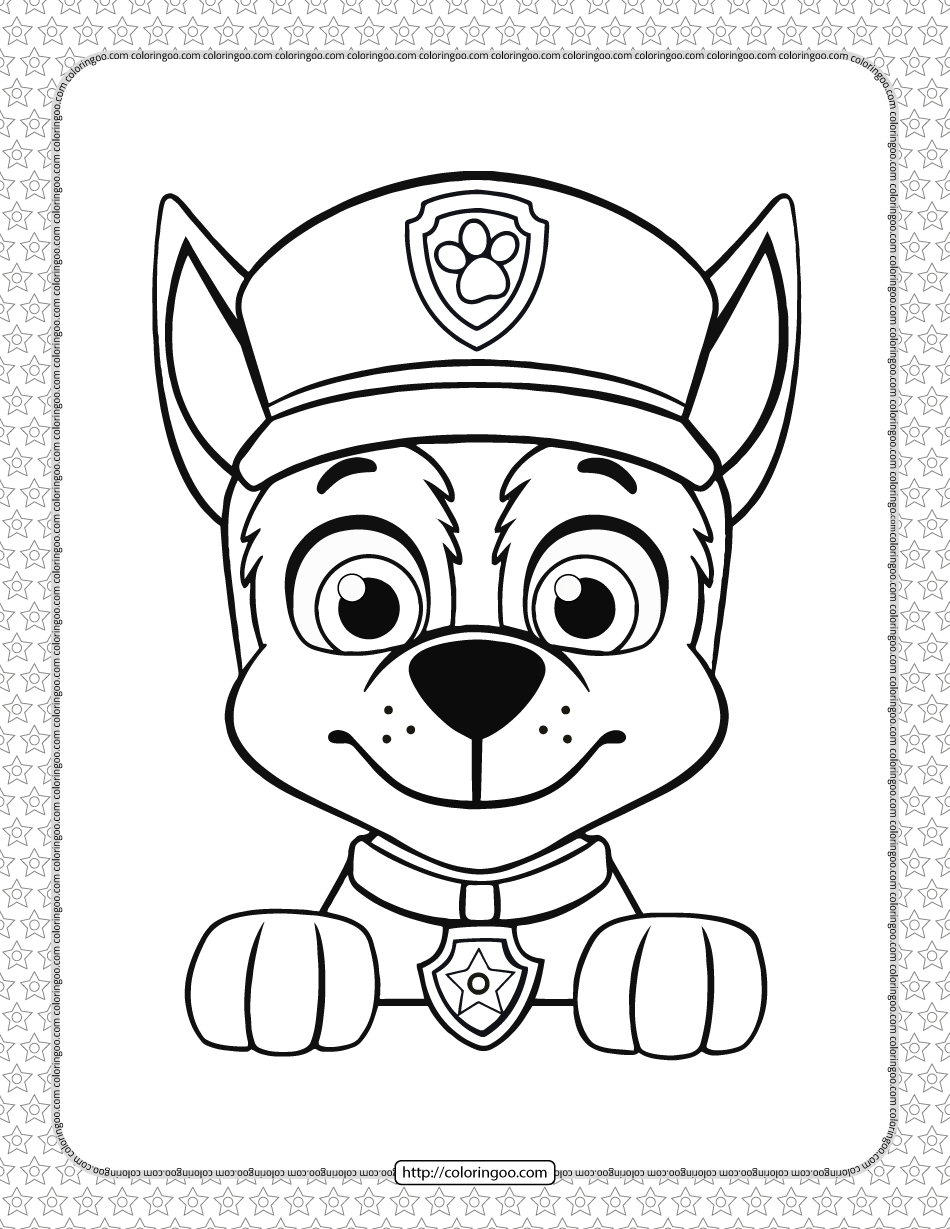 Paw Patrol Chase Color Page