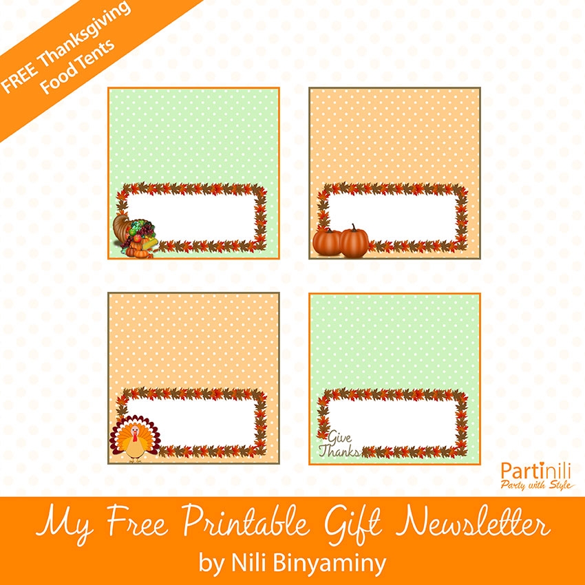 Printable Place Cards Food Tents